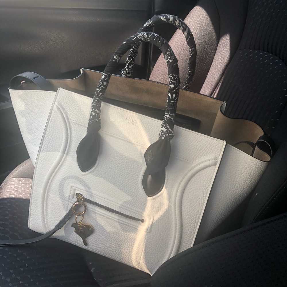 RARE✨ CÉLINE Cabas Phantom White Luggage Tote Bag - Picture 8 of 10
